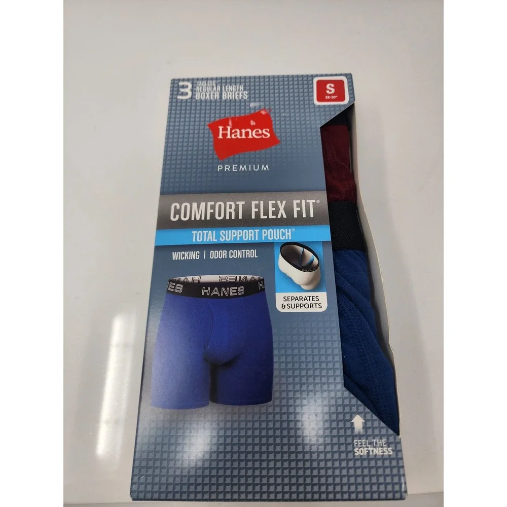 Hanes Mens Comfort Flex Fit Boxer Briefs Multicolor Tencel Blend Casual Size S